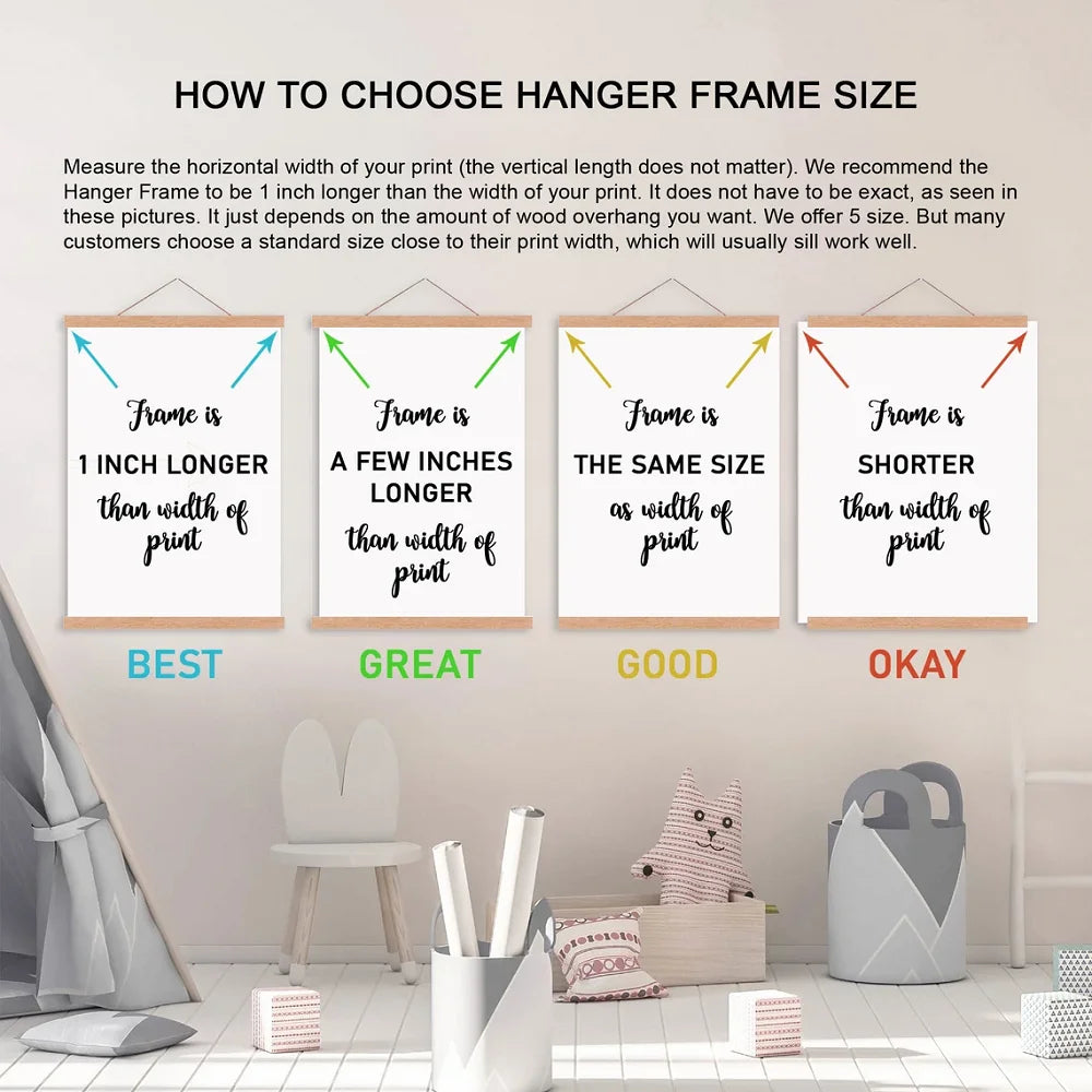 Magnetic Wooden Poster Hanger Frames 5 Colors