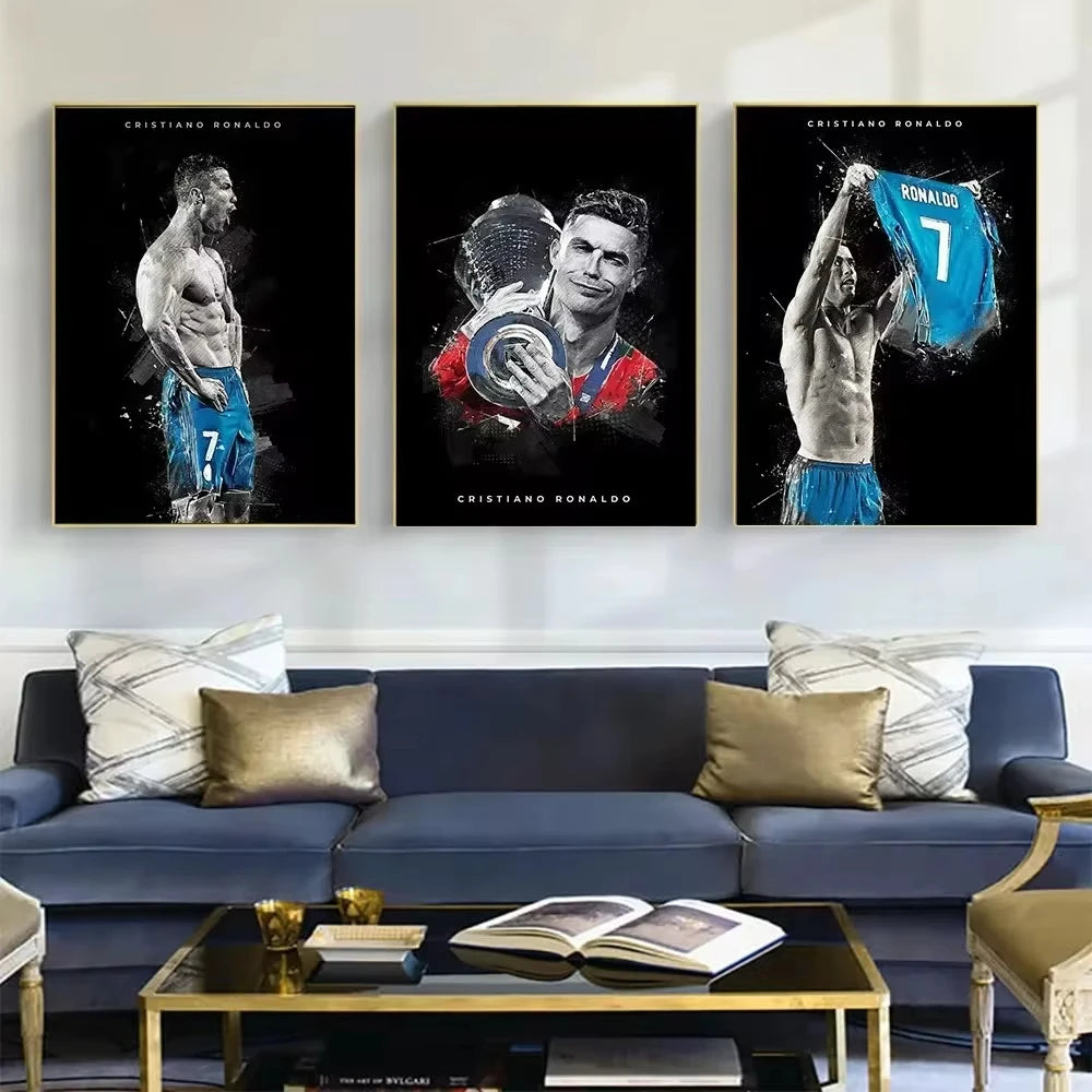 Ronaldo, Vini Jr & Zlatan Football Stars Living Room & Bedroom Wall Posters